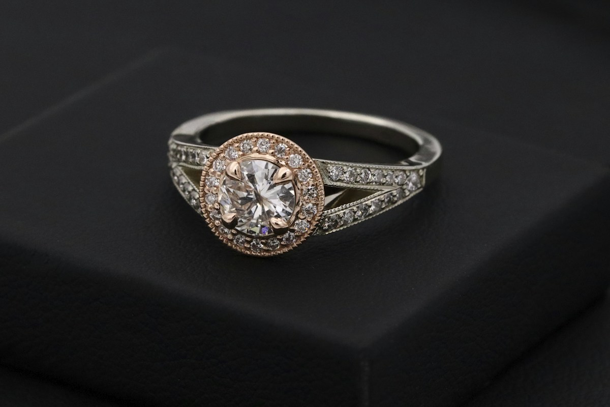 Diamond halo gold ring — make a name ring