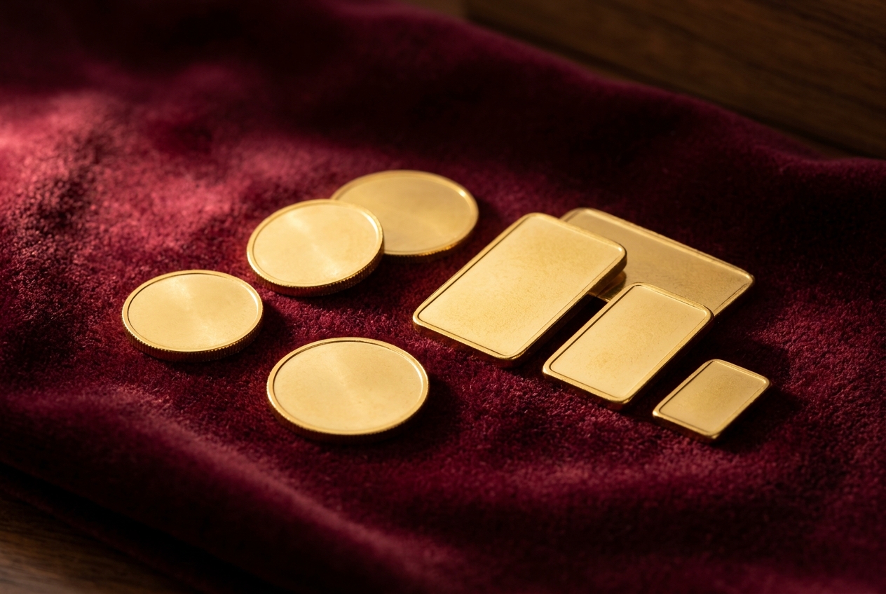 Gold coins and bars — SPG gold saving plan